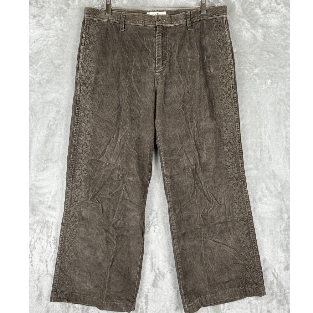 Vtg Armani Exchange Mens Brown Corduroy Embroidered Straight Leg Pants Size 34